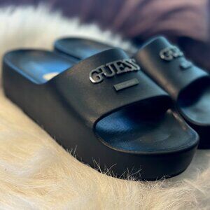 Guess Platform Slide Sandals - Black